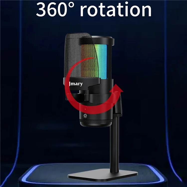 Bilişim Burada JMARY MC-PW13 Sıfır Gecikme Mikrafon RGB Işık Plug and Play Masaüstü Yayıncı Oyuncu Mikrofonu